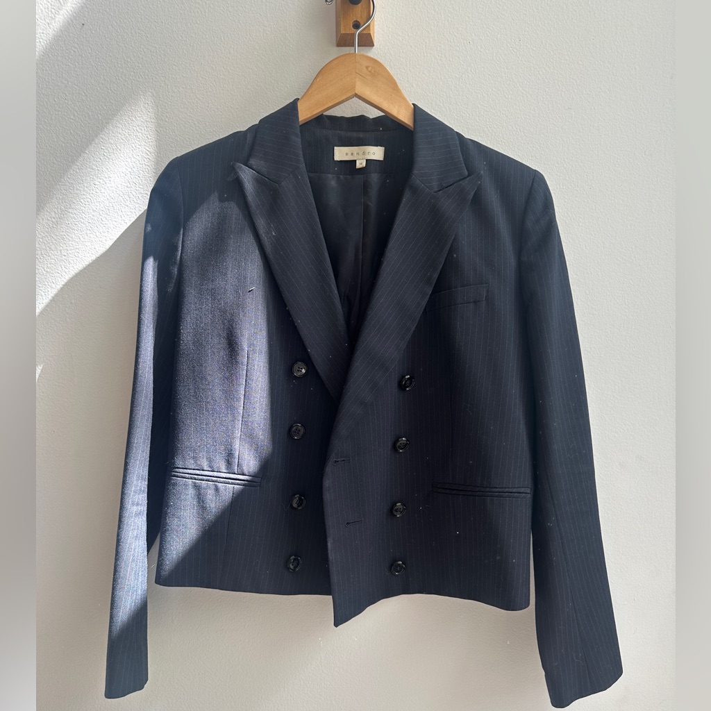 Sandro Pinstripe Jacket Size 36 Navy